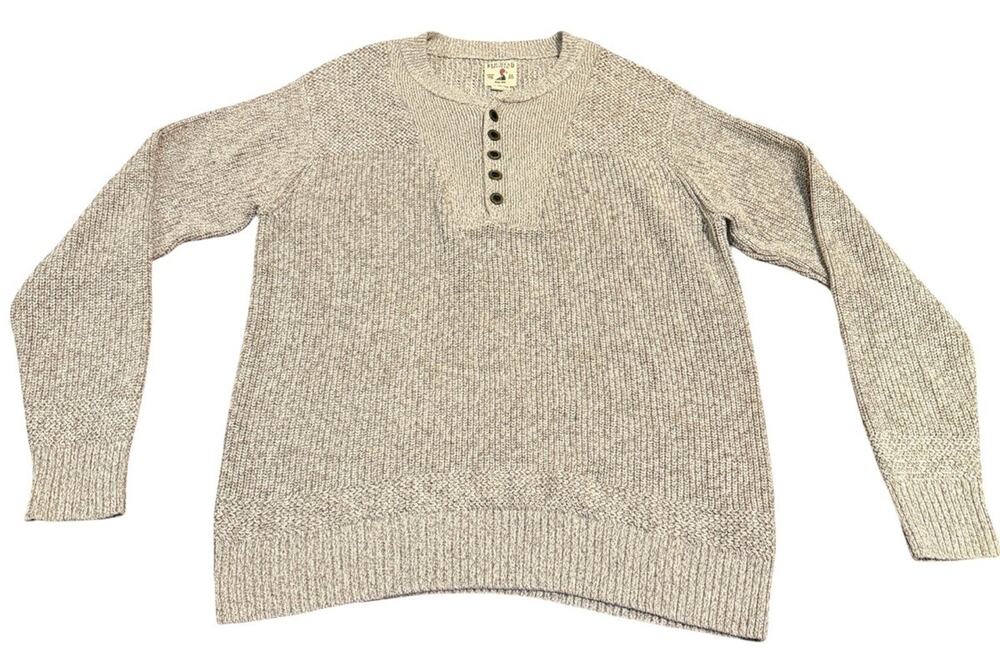 RedHead Brand Co Mens XL Henley Sweater Beige Cotton Chunky Knit Grandpacore